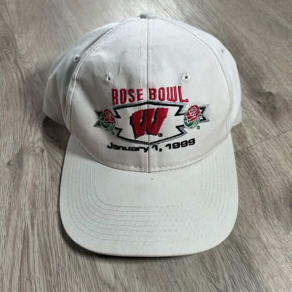 Vintage 1999 Wisconsin Badgers Hat Snapback College‎ Football Headmaster White - Picture 1 of 8
